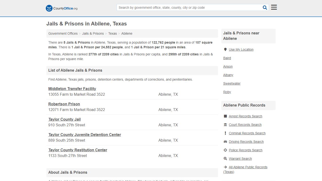 Jails & Prisons - Abilene, TX (Inmate Rosters & Records)